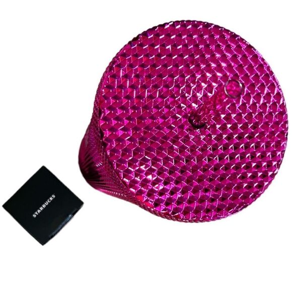 Starbucks Pink, fuchsia chrome Tumbler with Key Chain Bundle - Picture 2 of 5